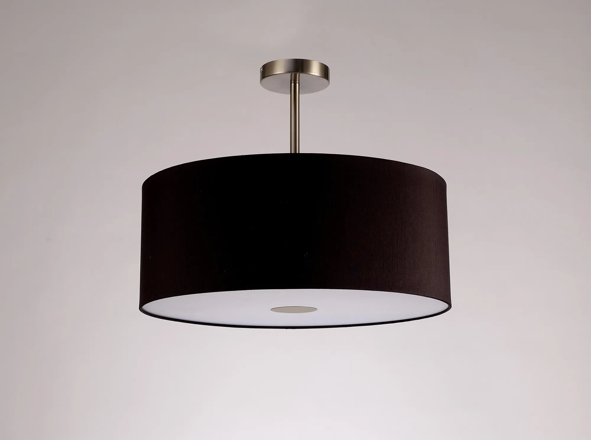 Baymont 50cm Semi Flush 1 Light Satin Nickel, Midnight Black/Green Olive, Frosted Diffuser DK0267  Deco Baymont SN BL/GR